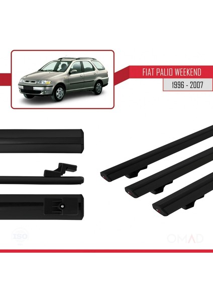 Fiat Palio Weekend 1996-2007 Arası ile Uyumlu Basıc Model Ara Atkı Tavan Barı Siyah 3 Adet modelleri