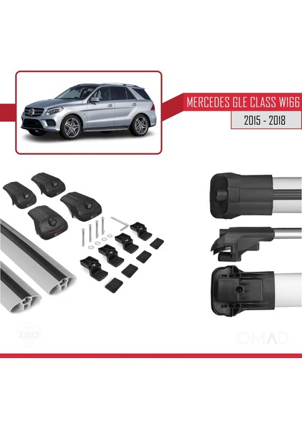 Mercedes Gle Class (W166) 2015-2018 Arası ile Uyumlu Ace-1 Ara Atkı Tavan Barı Gri