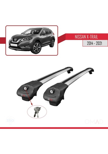 Nissan X-Trail 2014-2021 Arası ile Uyumlu Ace-1 Ara Atkı Tavan Barı Gri