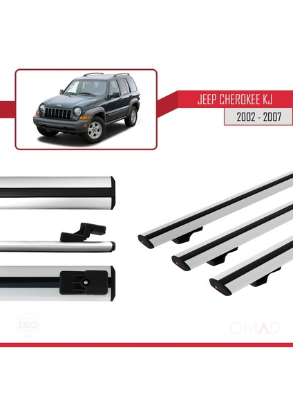 Jeep Cherokee (Kj) 2002-2007 Arası ile Uyumlu Basıc Model Ara Atkı Tavan Barı Gri 3 Adet modelleri