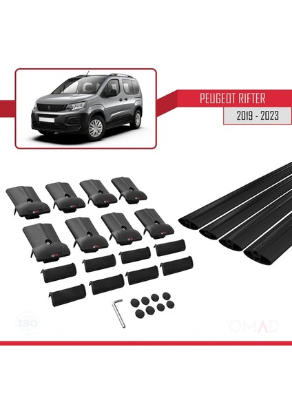 Peugeot Rifter 2019 ve Sonrası ile Uyumlu Fly Model Ara Atkı Tavan Barı Siyah 4 Adet Bar indirimleri