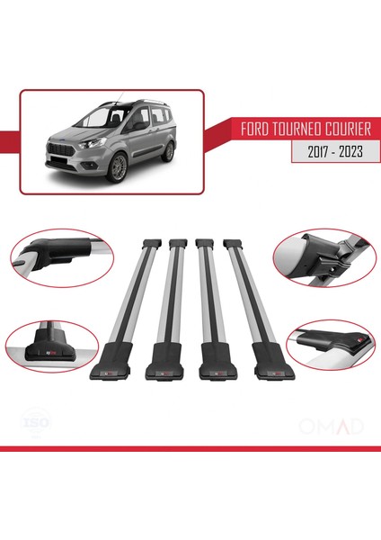 Ford Tourneo Courier 2017 ve Sonrası ile Uyumlu Fly Model Ara Atkı Tavan Barı Gri 4 Adet Bar fırsatları