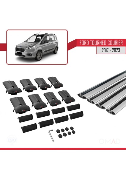 Ford Tourneo Courier 2017 ve Sonrası ile Uyumlu Fly Model Ara Atkı Tavan Barı Gri 4 Adet Bar indirimleri