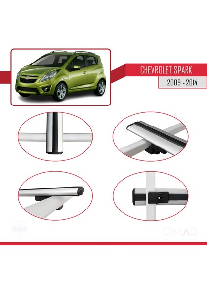 Chevrolet Spark 2009-2014 Arası ile Uyumlu Basıc Model Ara Atkı Tavan Barı Gri 3 Adet fırsatları