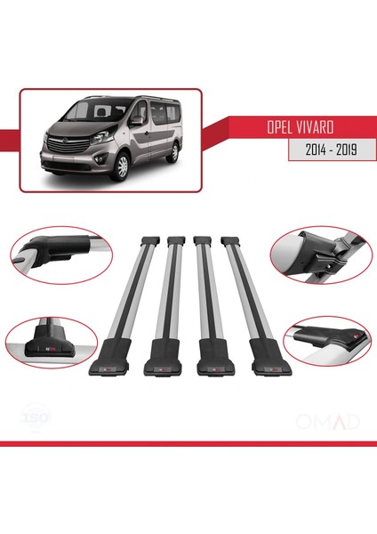 Opel Vivaro 2014-2019 Arası ile Uyumlu Fly Model Ara Atkı Tavan Barı Gri 4 Adet Bar fırsatları