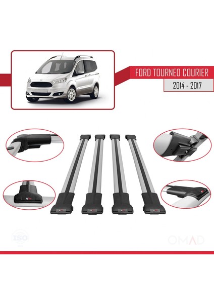 Ford Tourneo Courier 2014-2017 Arası ile Uyumlu Fly Model Ara Atkı Tavan Barı Gri 4 Adet Bar fırsatları