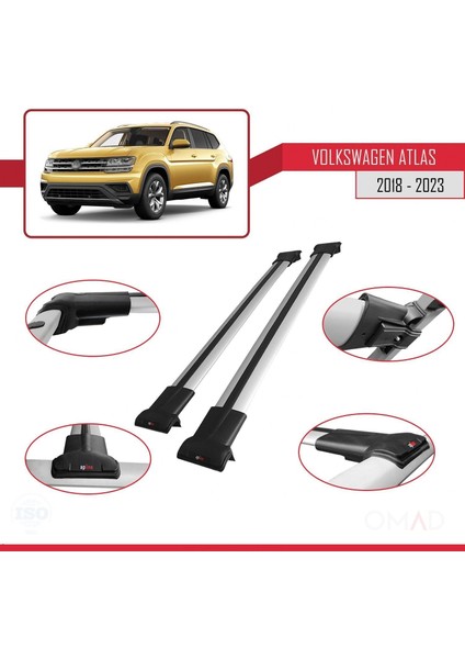 Volkswagen Atlas 2018 ve Sonrası ile Uyumlu Fly Model Ara Atkı Tavan Barı Gri fırsatları