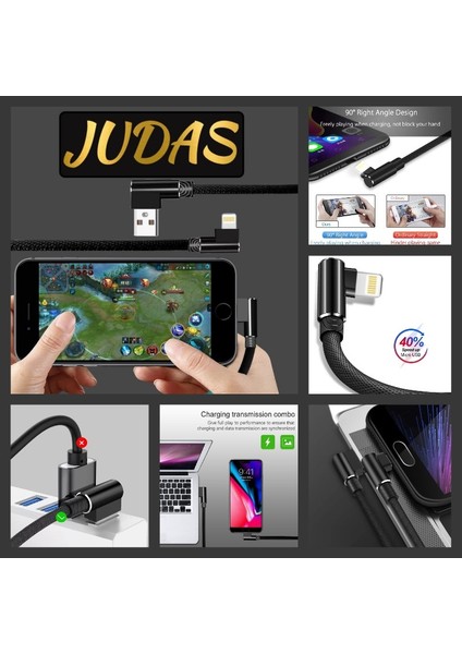 A4 Universal Araç Şarj Adaptörü -4 Girişli + J11 Lightning 90 Derece 2.4A Şarj Kablosu -1mt