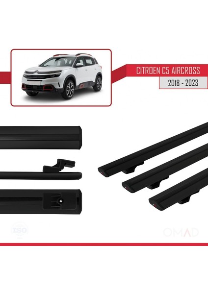 Citroen C5 Aircross 2018 ve Sonrası ile Uyumlu Basıc Model Ara Atkı Tavan Barı Siyah 3 Adet
