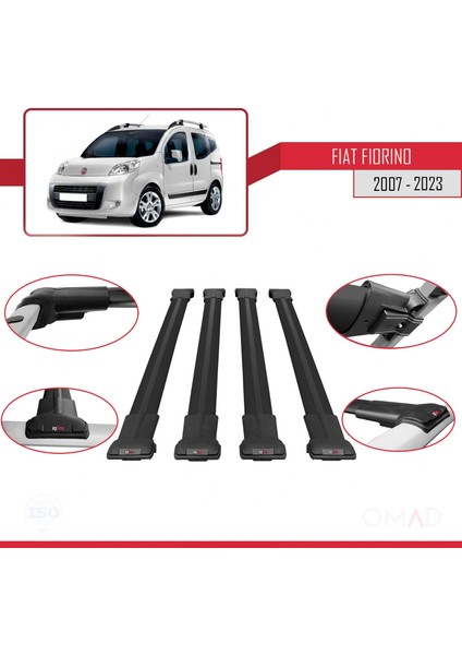Fiat Fiorino 2007 ve Sonrası ile Uyumlu Fly Model Ara Atkı Tavan Barı Siyah 4 Adet Bar fırsatları