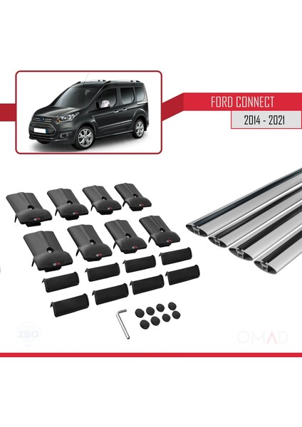 Ford Connect 2014-2021 Arası ile Uyumlu Fly Model Ara Atkı Tavan Barı Gri 4 Adet Bar