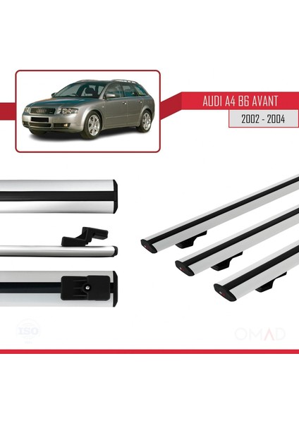 Audi A4 (B6) Avant 2002-2004 Arası ile Uyumlu Basıc Model Ara Atkı Tavan Barı Gri 3 Adet modelleri