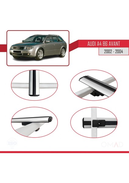 Audi A4 (B6) Avant 2002-2004 Arası ile Uyumlu Basıc Model Ara Atkı Tavan Barı Gri 3 Adet fırsatları