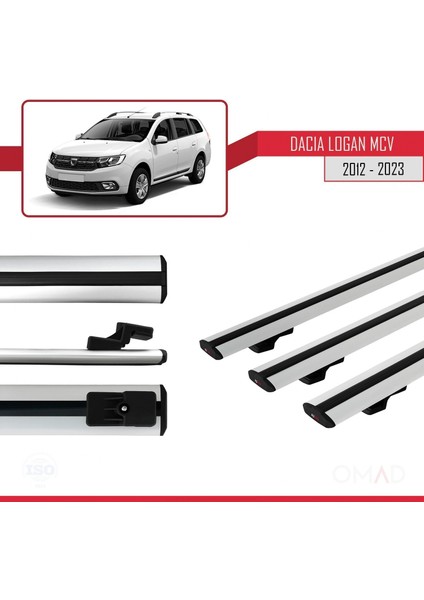 Dacia Logan Mcv 2012 ve Sonrası ile Uyumlu Basıc Model Ara Atkı Tavan Barı Gri 3 Adet