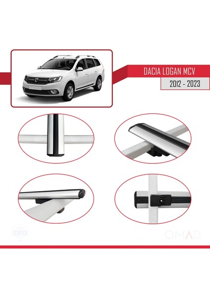 Dacia Logan Mcv 2012 ve Sonrası ile Uyumlu Basıc Model Ara Atkı Tavan Barı Gri 3 Adet