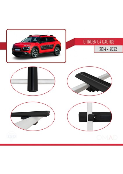 Citroen C4 Cactus 2014 ve Sonrası ile Uyumlu Basıc Model Ara Atkı Tavan Barı Siyah 3 Adet