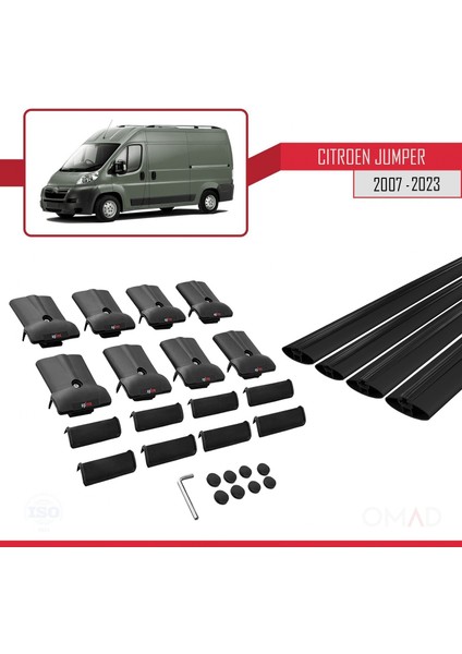 Citroen Jumper 2007 ve Sonrası ile Uyumlu Fly Model Ara Atkı Tavan Barı Siyah 4 Adet Bar