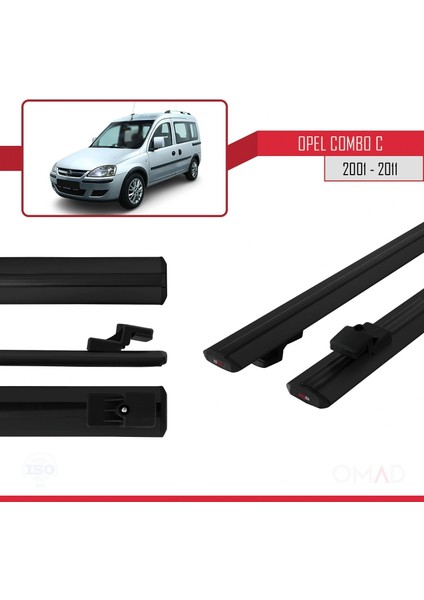 Opel Combo (C) 2001-2011 Arası ile Uyumlu Basıc Model Ara Atkı Tavan Barı Siyah