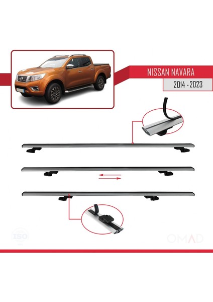 Nissan Navara 2014 ve Sonrası ile Uyumlu Basıc Model Ara Atkı Tavan Barı Gri indirimleri