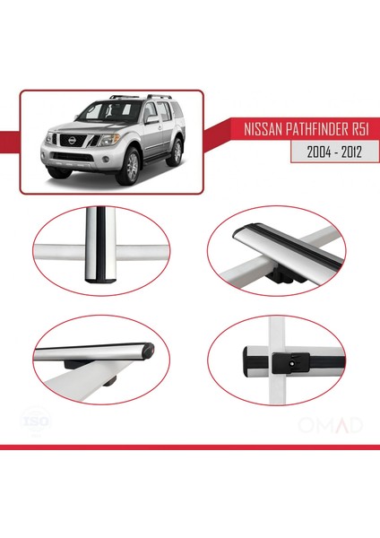 Nissan Pathfinder (R51) 2004-2012 Arası ile Uyumlu Basıc Model Ara Atkı Tavan Barı Gri fırsatları