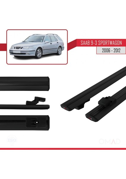 Saab 9-3 Sportwagon 2006-2012 Arası ile Uyumlu Basıc Model Ara Atkı Tavan Barı Siyah