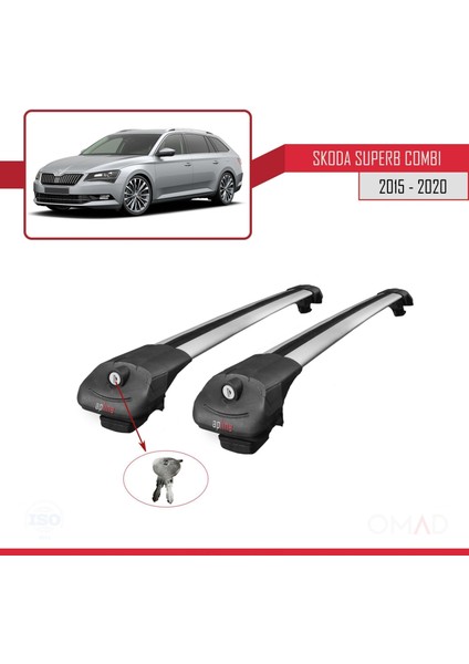 Skoda Superb Combı 2015-2020 Arası ile Uyumlu Ace-1 Ara Atkı Tavan Barı Gri