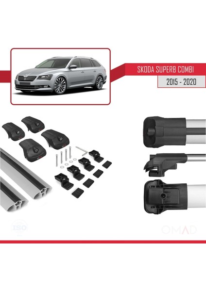 Skoda Superb Combı 2015-2020 Arası ile Uyumlu Ace-1 Ara Atkı Tavan Barı Gri
