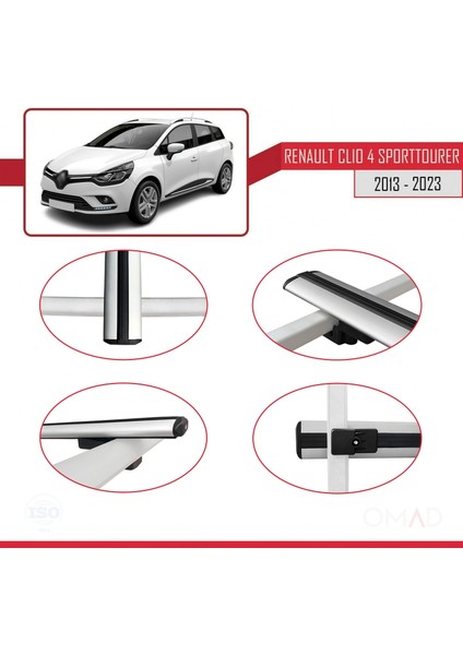 Renault Clio Sport Tourer 2013 ve Sonrası ile Uyumlu Basıc Model Ara Atkı Tavan Barı Gri fırsatları