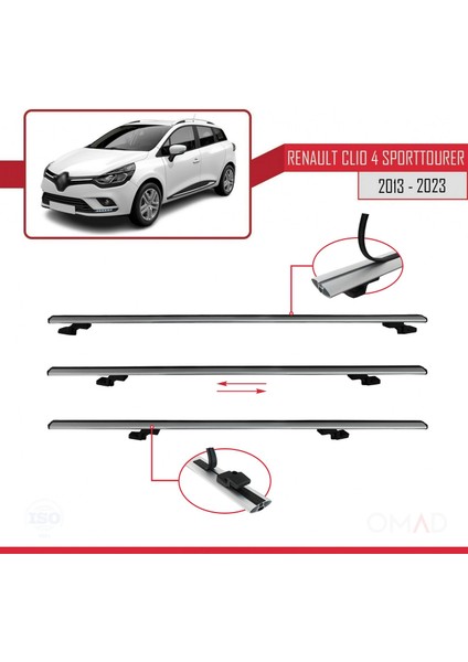 Renault Clio Sport Tourer 2013 ve Sonrası ile Uyumlu Basıc Model Ara Atkı Tavan Barı Gri indirimleri
