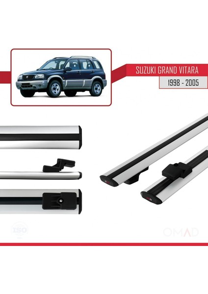 Suzuki Grand Vitara 1998-2005 Arası ile Uyumlu Basıc Model Ara Atkı Tavan Barı Gri