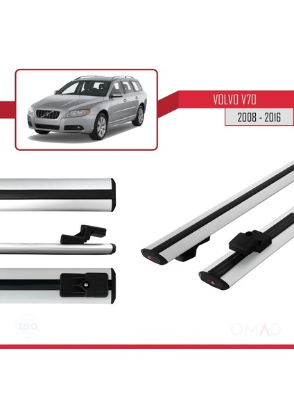 Volvo V70 2008-2016 Arası ile Uyumlu Basıc Model Ara Atkı Tavan Barı Gri