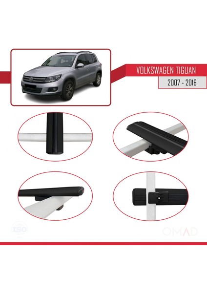 Volkswagen Tiguan 2007-2016 Arası ile Uyumlu Basıc Model Ara Atkı Tavan Barı Siyah