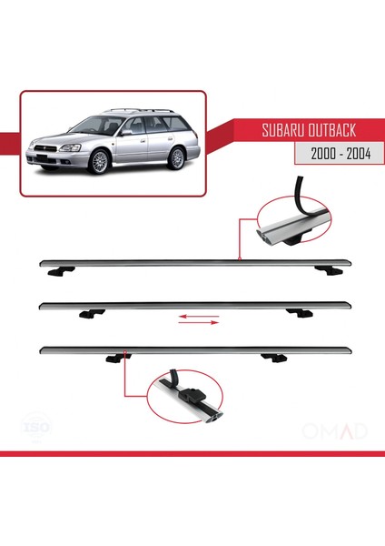 Subaru Outback 2000-2004 Arası ile Uyumlu Basıc Model Ara Atkı Tavan Barı Gri
