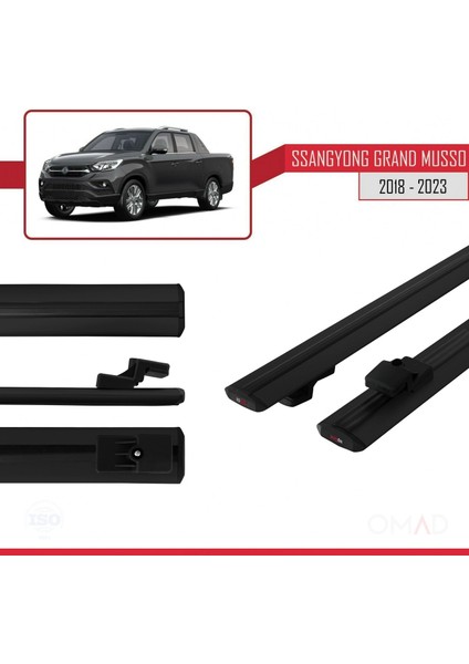 Ssangyong Grand Musso 2018 ve Sonrası ile Uyumlu Basıc Model Ara Atkı Tavan Barı Siyah modelleri