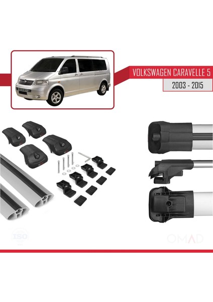 Volkswagen Caravelle (T5) 2003-2015 Arası ile Uyumlu Ace-1 Ara Atkı Tavan Barı Gri indirimleri