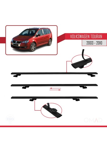 Volkswagen Touran 2003-2010 Arası ile Uyumlu Basıc Model Ara Atkı Tavan Barı Siyah indirimleri
