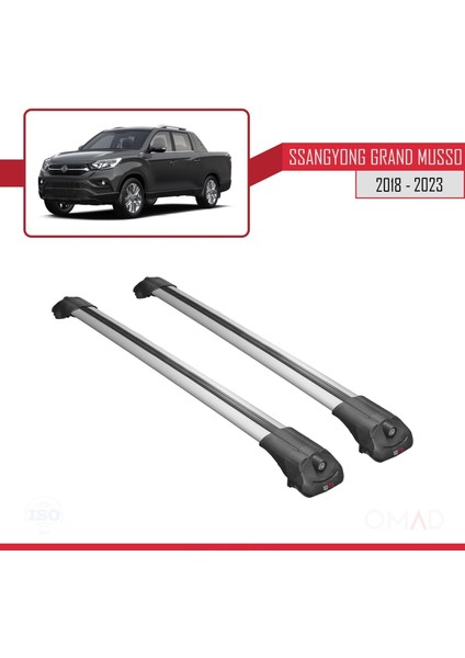 Ssangyong Grand Musso 2018 ve Sonrası ile Uyumlu Ace-1 Ara Atkı Tavan Barı Gri modelleri