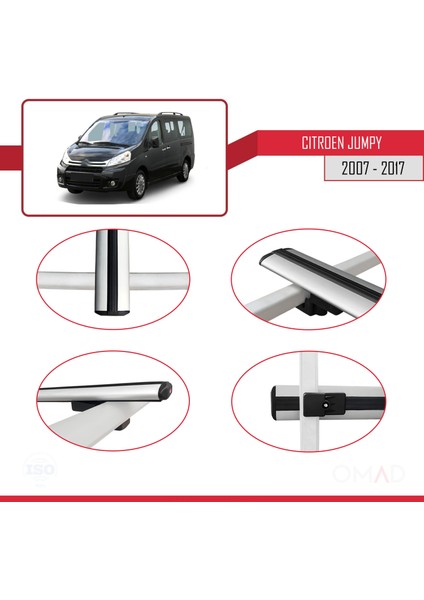 Citroen Jumpy 2007-2017 Arası ile Uyumlu Basıc Model Ara Atkı Tavan Barı Gri