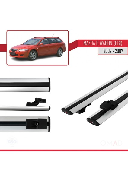 Mazda 6 (Gg1) 2002-2007 Arası ile Uyumlu Basıc Model Ara Atkı Tavan Barı Gri