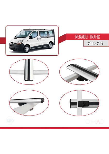 Renault Trafic 2001-2014 Arası ile Uyumlu Basıc Model Ara Atkı Tavan Barı Gri