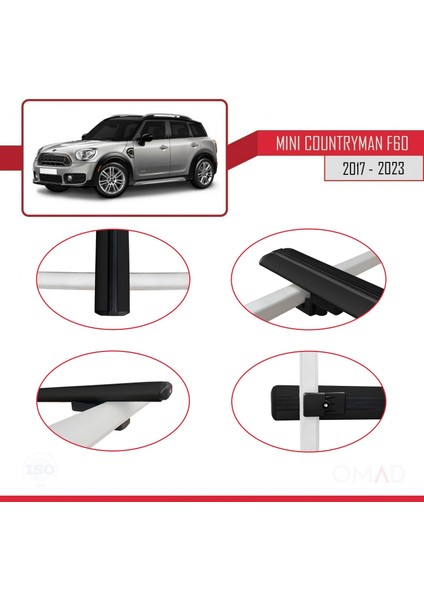 Mini Countryman (F60) 2017 ve Sonrası ile Uyumlu Basıc Model Ara Atkı Tavan Barı Siyah