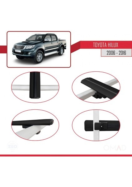 Toyota Hilux 2006-2016 Arası ile Uyumlu Basıc Model Ara Atkı Tavan Barı Siyah fırsatları