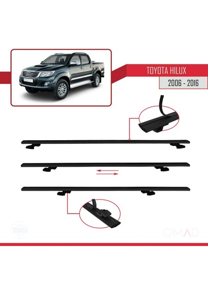 Toyota Hilux 2006-2016 Arası ile Uyumlu Basıc Model Ara Atkı Tavan Barı Siyah indirimleri