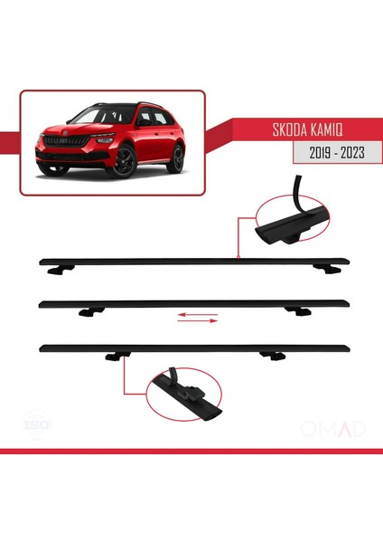 Skoda Kamiq 2019 ve Sonrası ile Uyumlu Basıc Model Ara Atkı Tavan Barı Siyah