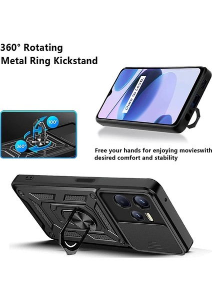 Realme C35 Kılıf Lens Sürgülü Yüzüklü Tank Kılıf Pars fiyatları