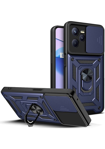 Realme C35 Kılıf Lens Sürgülü Yüzüklü Tank Kılıf Pars