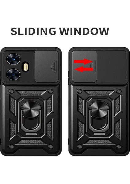 Realme C55 Kılıf Lens Sürgülü Yüzüklü Tank Kılıf Pars fiyatları