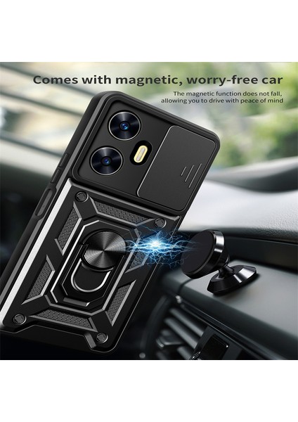 Realme C55 Kılıf Lens Sürgülü Yüzüklü Tank Kılıf Pars fırsatları