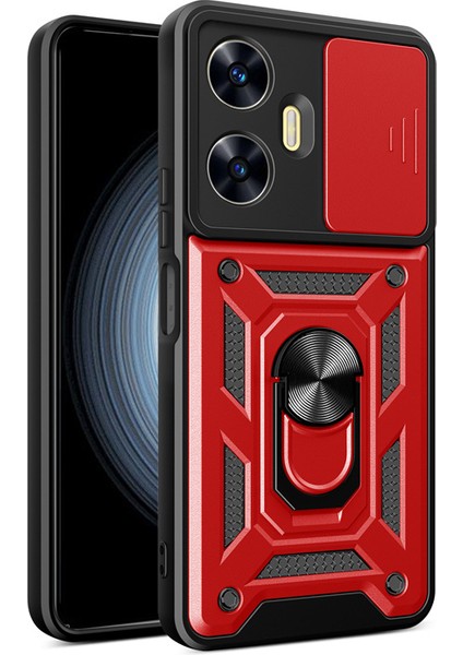 Realme C55 Kılıf Lens Sürgülü Yüzüklü Tank Kılıf Pars