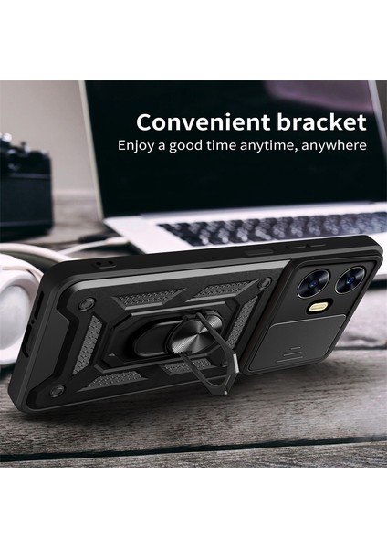 Realme C55 Kılıf Lens Sürgülü Yüzüklü Tank Kılıf Pars modelleri